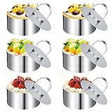 6 Stücke Servierringe, 8cm Servierring, Dessertringe mit Pusher, Anrichteringe, Wiederverwendbar Servierringe Edelstahl Set, Tortenring Klein Geeignet für Mousse Kuchen Desserts Brot Keksen Pudding