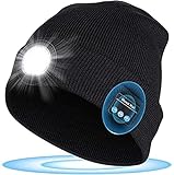 flintronic LED Mütze Mit Licht, Bluetooth Mütze mit Licht Männer, mit Kopfhörer & Lautsprechern, für Winter Warm, Geschenk für Papa