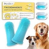 PawsOnly | Hundezahnbürste | Fingerzahnbürste für Hunde & Katzen | Zahnbürste Hund | Fingerlinge für Zahnpflege | Dog Toothbrush | Katzenzahnbürste | Zahnputzfingerling Welpen Cat Zähne Putzen (Blau)