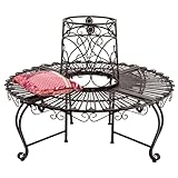 DanDiBo Baumbank Rund Metall Wetterfest Braun 96591 Rundbank ø 135 cm Gartenbank Sitzbank Bank Garten Antik
