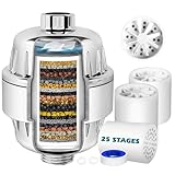 25 Stufen Duschfilter mit Lüfterblättern, NEW Kalkfilter Dusche mit 3 Filterkartusche, Wasserfilter Dusche zur Entfernung von Fluorid und Chlor, Shower Filter for Hard Water, Duschfilter (25-Stufen)