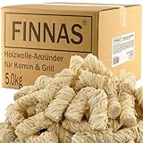 FINNAS Anzündwolle Kaminanzünder Grillanzünder Ofenanzünder Holzwolleanzünder 5kg ca 400 Stück Ökoanzünder Wachszünder Holzanzünder Feuerschale Lagerfeuer Smoker Lange Brenndauer