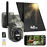 Lemnoi 4G LTE Solar Wildkamera mit Bewegungsmelder, Akku Überwachungskamera mit SIM Karte Vorinstalliert und SD Karte, 2K Wildkamera mit Schwarze IR-LED, Farbnachtsicht, PIR Erkennung, Wasserdicht