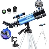 Aomekie Teleskop Astronomie 70/400 Fernrohr Teleskop für Kinder Einsteiger Amateur-Astronomen mit Aluminium Stativ Smartphone Adapter und Mondfilter (40070)