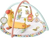 Fisher-Price GMG07 - Premium Kuschel-Spieldecke mit Giraffen-Spielkissen zur Unterstützung beim Spielen in der Bauchlage, für Kleinkinder mit Musikspielzeug, für deb Gebrauch ab der Geburt
