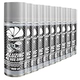 AABCOOLING Aluzinc AL 50S Silber 10x 400ml Zink Aluminium Spray für Unterbodenschutz, Auspuff, Karosserie, Metallkonstruktionen, Schweißnähte, UV- und witterungsbeständig, Korrosionsschutz K1