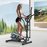 Crosstrainer für Zuhause,Crosstrainer mit 16 Widerstandsstufen,Bluetooth App,Flaschenhalter,Ultraleiser Magnetischer Crosstrainer mit Rutschfestem Pedal,Transporträder bis 130KG