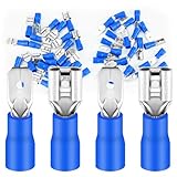 50 x Flachsteckhülsen und Flachstecker 1,5-2,5 mm² blau/Steckbreite 6,35 mm Teilisoliert PVC männlicher Steckverbinder FDD & MDD Kabel-Verbinder aus Messing verzinnt