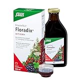 Salus Kräuterblut Floradix mit Eisen – Bei erhöhtem Eisenbedarf zur Vorbeugung von Eisenmangel – mit Eisen(II)-gluconat – freiverkäufliches Arzneimittel, 500 ml – rot