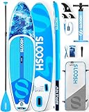 SLOOSH Aufblasbares Stand-Up-Paddle-Board, 10'6' Paddleboard mit Premium-Zubehör, rutschfestes Eva-Deck, ultraleichte Tragetasche und Pumpe, Ripple SUP für Jugendliche & Erwachsene, Küstenspritzer
