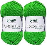 2x50 Gramm Gründl Cotton Fun Häkelgarn Schulgarn + 1 Anleitung für EIN Meerschwein (12 Grün)