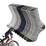 Raxove dicke fleecesocken, thermosocken herren - winter wandersocken wolle 5 paare - warme socken mit kissen für die besatzung, pelzige socken wolle atmungsaktiv weich für