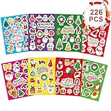 226 Stück Aufkleber Weihnachten, Weihnachtsmotive Weihnachtssticker, Weihnachten Kinder Selbstklebend Geschenkaufkleber, für Gestalten von Weihnachtskarten Adventskalender Scrapbook Fotoalben