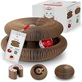 ST.PAWLY® - Kratz-Donut - Katzenspielzeug - Kratzspielzeug - Kratzpappe - Pappring - Katzenminzeball - Glockenball