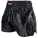 Pro4 Muay Thai K1 Short Fighter - Thaishorts Thaiboxen Hose Kickboxen kurz schwarz Herren Damen UVM schwarz/schwarz (001) M