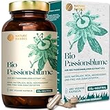 Bio Passionsblume - 180 Kapseln hochdosiert / 1100 mg Bio Passionsblumen Extrakt pro Tagesdosis / 10:1 Verhältnis/Vegan, Zertifiziert & Nachhaltig im Glas