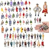 80 Stück Mini Modelleisenbahn Figuren Miniatur Figuren Verschieden Sitzende Und Stehende Figuren Passanten, Bemalte Sitzende Und Stehende Maßstab 1:85