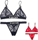 Koralpop 2 Stück Sexy personalisierte Strings mit Namen BH-Set für Frauen, individueller Tanga, silberfarbene goldene Strasssteine, DIY-Buchstaben, individuelle G-String-Unterwäsche