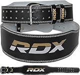 RDX 4” Gewichthebergürtel Leder | Fitness-Gürtel Geeignet Für Bodybuilding, Gewichtheben & Krafttraining | Rückenunterstützung Trainingsgürtel Powerlifting Gym Weightlifting Belt , Schwarz