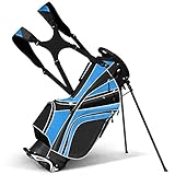 GYMAX Standbag Cartbag Standtasche Golfreisetasche Wasserabweisende Golftasche (Schwarz + Blau)