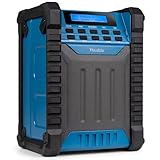 Audizio Jobsite - Baustellenradio DAB Plus Radio mit Akku, Bluetooth 5.0, IP54 Wasserdicht, 8h Spielzeit, 100W Leistung, Tragegriff, DAB Plus, Werkstattradio mit AUX & USB, Outdoor Radio