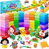 TicKiddos 72 Beutel Knete, 36 Farben Modelliermasse Lufttrocknend mit 15 Werkzeugen, Weiche Ultraleichte Nicht Kinderknete Set, Geschenk für Jungen und Mädchen ab 3 4 5 6 7 8 9 10