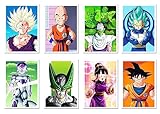 DKORARTE Set 8 Poster A4 Dragon, Goku, Vegeta, Ball Z, (29,7 x 21 cm)