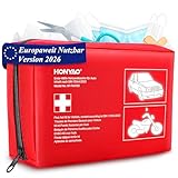 HONYAO Verbandskasten Auto 2026, KFZ-Verbandtasche nach aktueller DIN 13164, Erste Hilfe Set Auto 2025, StVO Konform, Erste Hilfe Tasche für PKW Motorrad LKW Wohnwagen, Europaweit Gültig