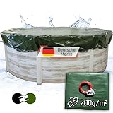 poolomio® Winter-Abdeckplane für Pool rund 320-350 cm | Pool Winterabdeckung, Winterplane, Poolabdeckung rund 200g/qm, grün/schwarz