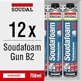 12x Soudal Soudafoam Gun B2 Pistolenschaum PU Schaum Montageschaum Füll- & Dämmschaum 750 ml