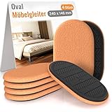 RUSIDO 4 Stück Oval Schwere Möbel Möbelgleiter, 240 x 146mm Wiederverwendbare und Gleiter für den Schutz von Hartholzböden und Teppichoberflächen, Schutz vor Kratzern und Geräuschen