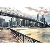 Fototapete Stadt - ALLE STADTMOTIVE auf einen Blick ! Vlies PREMIUM PLUS HiQ - OEKO-TEX Standard 100-350x245 cm - NEW YORK BROOKLYN BRIDGE SKYLINE - USA Skyline Sephia NYC - no. 043