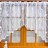 Sarah Duke Gardine Vorhang Scheibengardine Blumen und Vögel Gardinen, Landhausstil Bistrogardine Transparent Vorhänge, Kurzgardinen für Cafe Fensterdeko (Weiß,150x90cm (BxH))