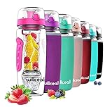 willceal Wasserflasche Mit Fruchteinsatz 945 ml Durable mit abnehmbarem Eisgel-Ball, groß - BPA-freies Tritan, Flip-Deckel, dichtes Design - Sport, Camping (Rosa)