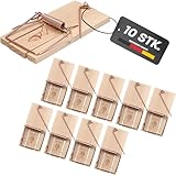 Hinrichs Mausefallen 10 Stück - Wiederverwendbare Mausefalle - Schlagfalle Holz - Hygienische Mäusefallen - Falle für Haus und Garten - Nagerfalle - Mousetrap - Rattenfallen