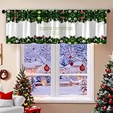 Odot Bistrogardine, Elegante Weihnacht Scheibengardine, Küchengardinen mit Stangendurchzug, Vorhänge Wohnzimmer, Gardinen Kurz für Küchen Esszimmer Badezimmer (grün,55x175cm)