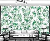 Tzxztt Einfach Dreidimensional Grün Pflanzen Blätter Moderne 3D Tapete Hochwertige Strukturierte Seide Neutrale Material Ideal Für Wohnzimmer Schlafzimmer-350cm×256cm