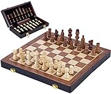 Engelhart- Hochwertiges Massivholz - Schachspiel aus Eschenholz - 32 Stück aus geschnitztem und lackiertem Holz - Abschließbarer Koffer 2 Spieler - (30 cm)