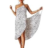 ATRACTIVOLL Damen Strandkleid Bikini Cover Up Sommer, V-Ausschnitt, Strandponcho Bademode Vertuschen, Strandtunika Wrap Sarong, Groß, Leichte, Urlaub