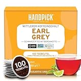 HANDPICK, Earl Grey Schwarzer Tee Beutel (100 Stück) Reiner Earl Grey Tee Mit Bergamotteextrakten | Zitrusgeschmack Schwarztee | Heißer/Eistee Mit Oder Ohne Milch Aufbrühen | Schwarzen Tee