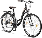 Licorne Bike Stella Premium City Bike in 24,26 und 28 Zoll - Fahrrad für Mädchen, Jungen, Herren und Damen - 21 Gang-Schaltung - Hollandfahrrad Citybike (28 Zoll, Schwarz)