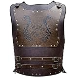 HiiFeuer Wikinger-Krieger PU Leder Brustpanzer, Retro Ritter Leder Körperpanzer, Mittelalterliche Rüstung für LARP/Cosplay (Dragon)