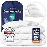 CALMONT - Daunen Bettdecke I Daunendecke 155x220 I 100% extra weiche Federn & Daunen | Fachärztlich geprüft für Allergiker | Oeko-Tex (155 x 220 cm, Ganzjahresdecke)