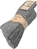 normani 3 Paar Wollsocken 100% Schafswolle Winterosocken für Damen und Herren Farbe Grau Größe 43-46