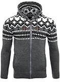 Reslad Herren Grobstrick Norweger Pullover Winter Strickjacke Kapuzenpullover RS-3104 (L, Anthrazit)