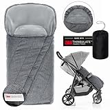 Zamboo Winter Fußsack 3M für Kinderwagen & Buggy - Leichter Universal Thermo Winterfußsack mit Warmer Thinsulate Füllung, Anti-Rutschschutz und Tasche - Grau