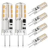 DiCUNO G4 LED Warmweiß Birnen, 12V 1,2W ersetzt 10W Halogenlampe, 3000K, 120lm Energiesparlampe, G4 mini LED Leuchtmittel, Flimmerfrei, Nicht dimmbar, 6er Pack