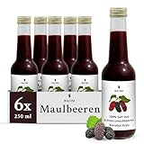 Madame Cheri Schwarzer Maulbeersaft 6 x 250 ml – 100 % Direktsaft aus schwarzen Maulbeeren – Fruchtsaft ohne künstliche Aromen & Zusätze – Maulbeersaft mit intensiv fruchtigem Geschmack