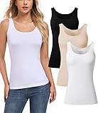 COLORFULLEAF Damen Unterhemden 3er Pack Premium Bambus Tank Tops Luftiges und dünnes Basic Long Tanks ärmelloses Unterhemd(3C,M)