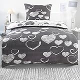 BaSaTex Flausch Fleece Winter Bettwäsche Set 2 teilig | 100% Mikrofaser Plüsch | 155x220 + 80x80 cm | Design 06